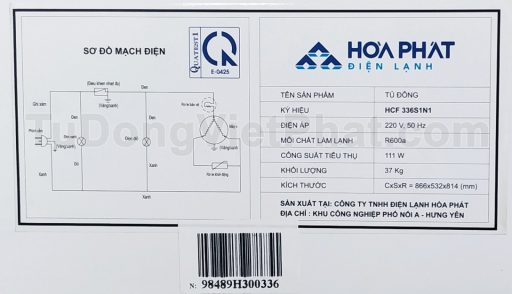 Sơ đồ điện tủ đông Hòa Phát 162 lít HCF 336S1N1