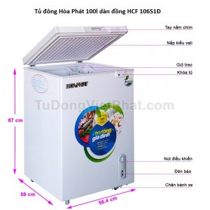 Các bộ phận tủ đông Hòa Phát 100l dàn đồng HCF 106S1Đ