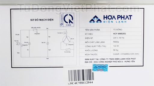 Sơ đồ mạch điện tủ đông Hòa Phát 300l, HCF 656S2Đ2