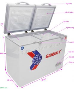 Các bộ phận của tủ đông mini 165L Sanaky VH-225W2, 2 ngăn đông - mát