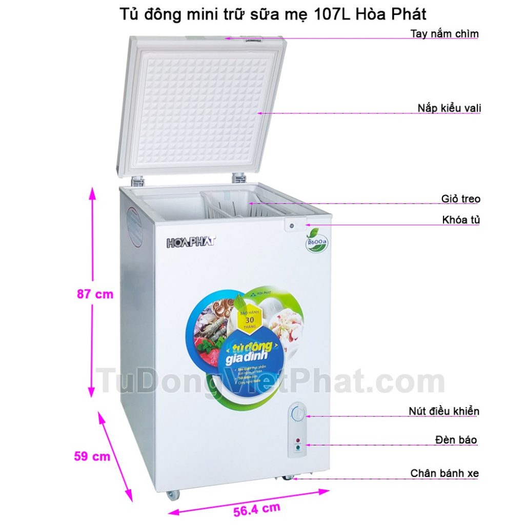 Các bộ phận tủ đông mini trữ sữa mẹ 107L Hòa Phát