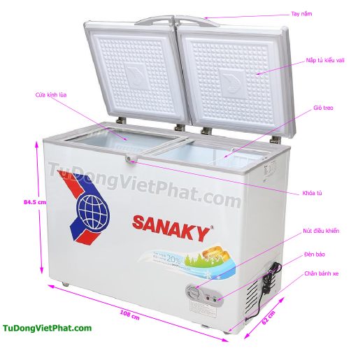 Các bộ phận của tủ đông Sanaky VH-2899A1, 235L 1 ngăn đông dàn đồng