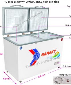 Kích thước tủ đông Sanaky VH-2899W1