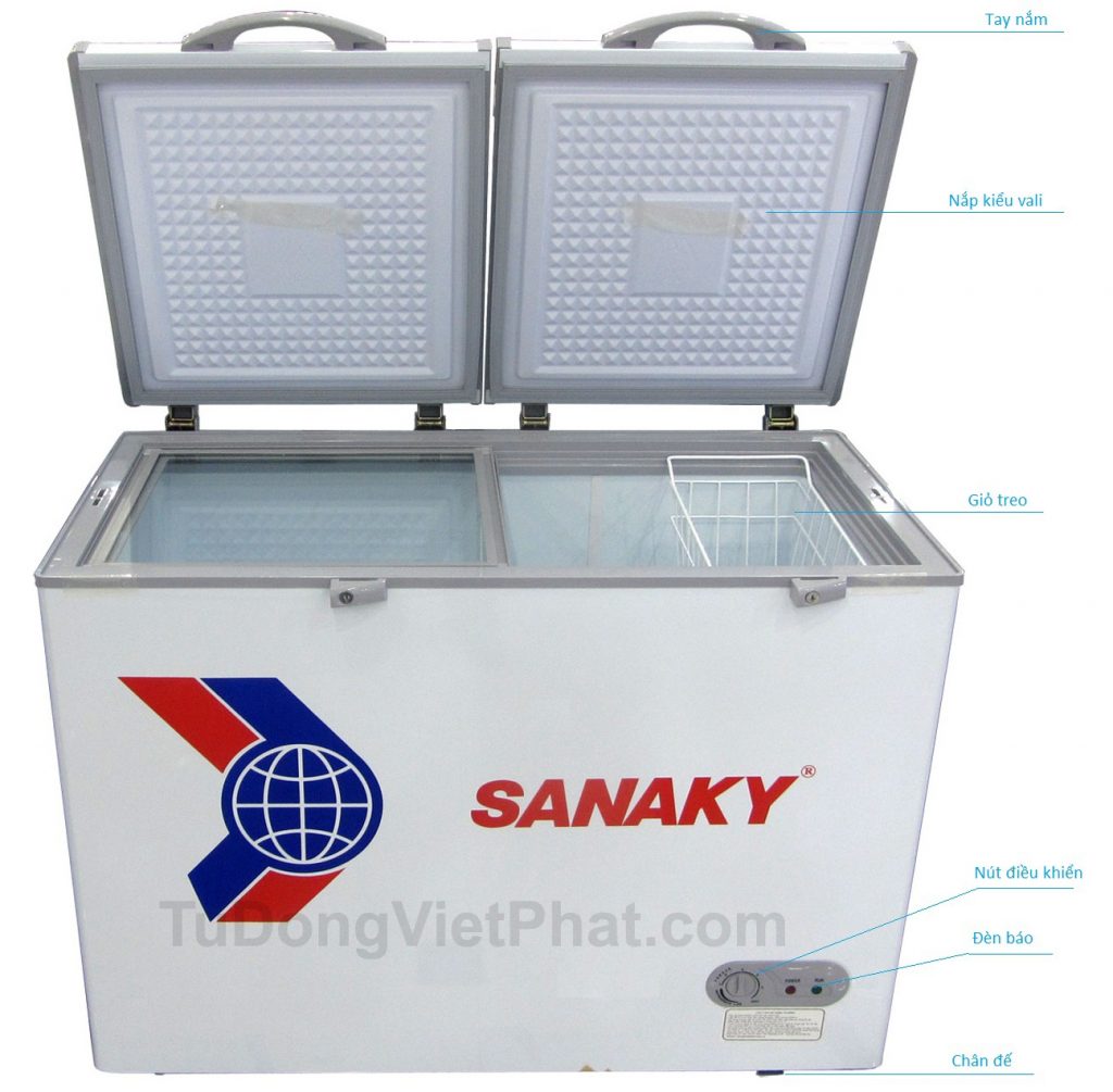 Các bộ phận của tủ đông mini 175L Sanaky VH-225A2, 1 ngăn đông 2 cánh