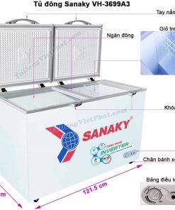 Kích thước tủ đông Sanaky INVERTER VH-3699A3
