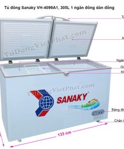 Kích thước tủ đông Sanaky VH-4099A1