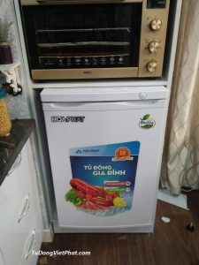 Tủ đông đứng Hòa Phát HCF 116S 100 lít đặt trong tủ bếp 