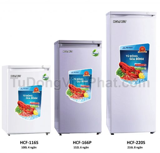 Tủ đông đứng Hòa Phát HCF 220S 216 lít 8 ngăn và các model khác