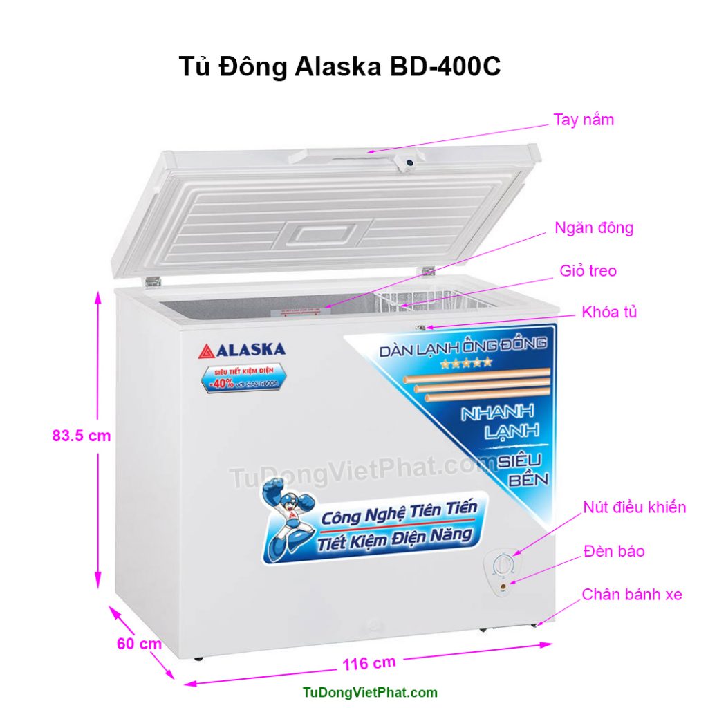 Tủ đông Alaska BD-400C Các bộ phận tủ đông Alaska BD-400C 400L 1 ngăn đông dàn đồng