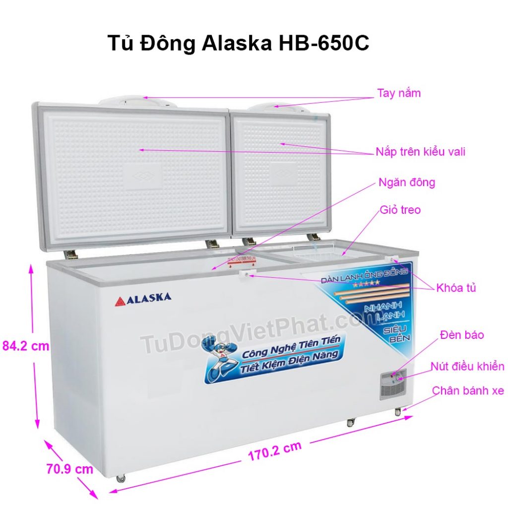 Tủ đông Alaska HB-650C 650L Các bộ phận tủ đông Alaska HB-650C 650L 1 ngăn đông dàn đồng
