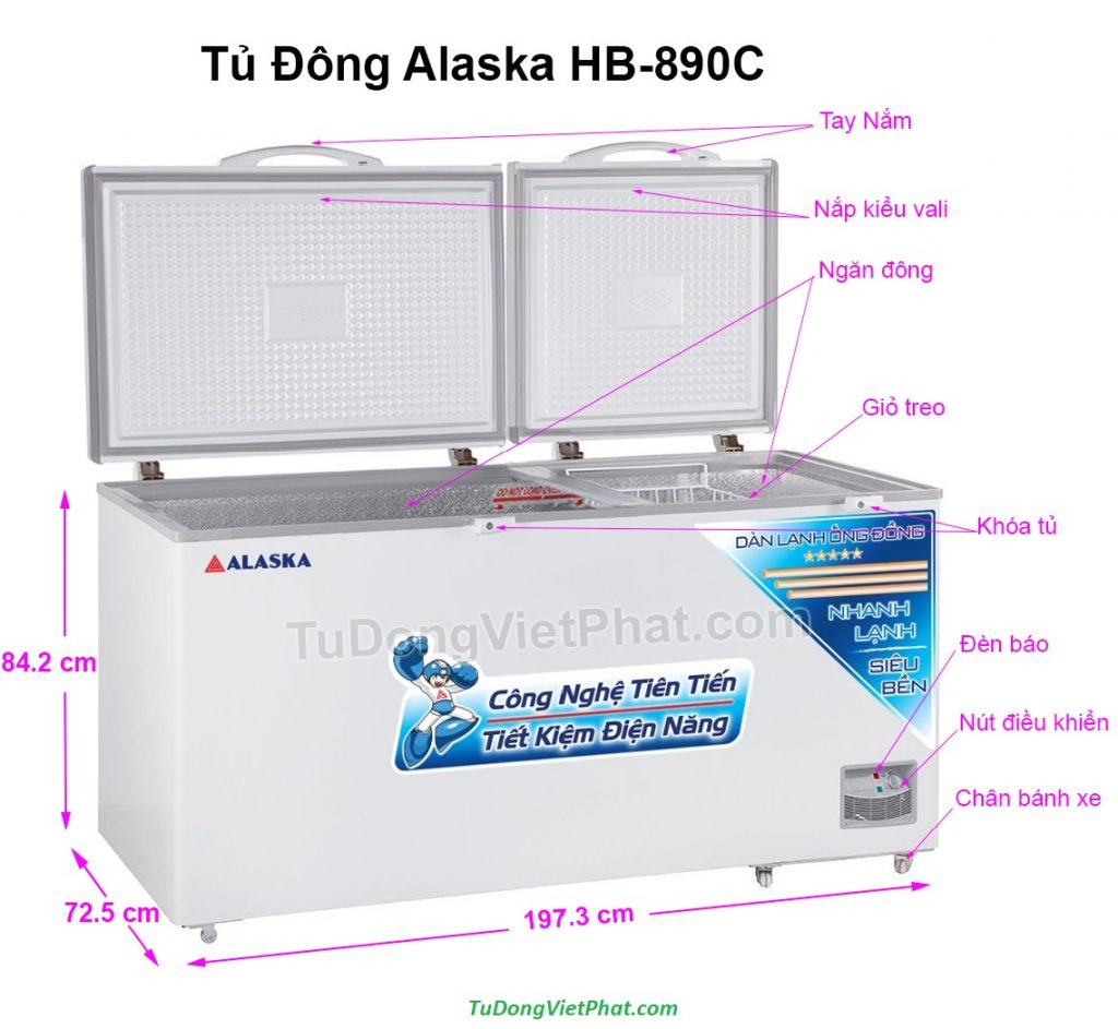 Tủ đông Alaska HB-890C 890L Các bộ phận tủ đông Alaska HB-890C 890L 1 ngăn đông dàn đồng