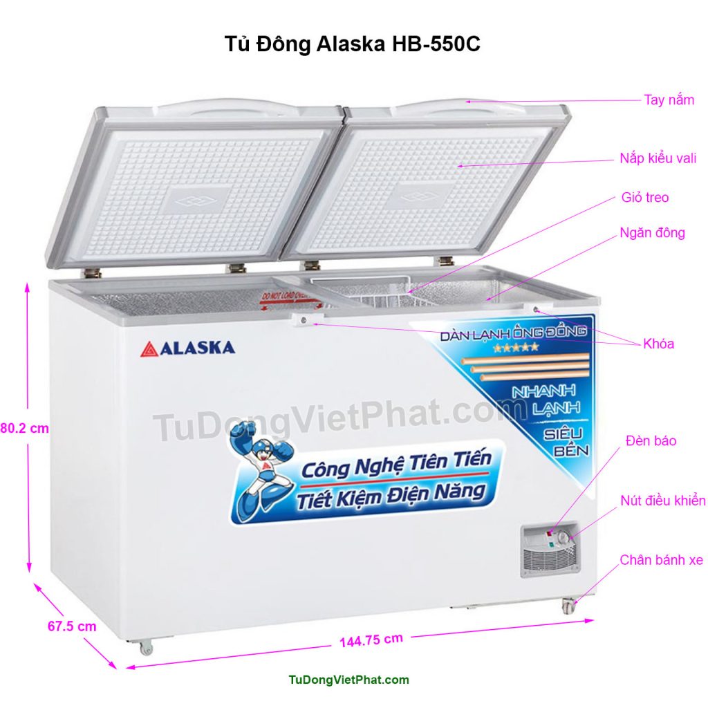 Tủ đông Alaska HB-550C Các bộ phận tủ đông Alaska HB-550C 1 ngăn đông dàn đồng