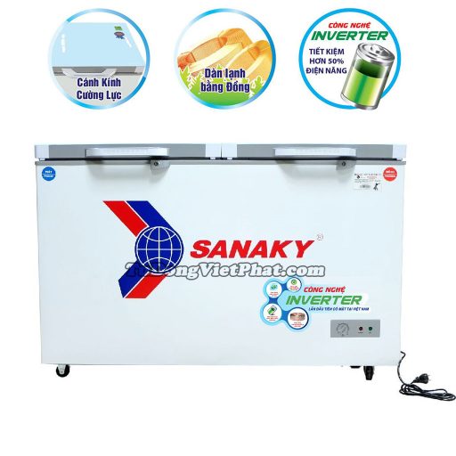 Tủ đông Sanaky INVERTER VH-4099W4K mặt kính cường lực (xám)