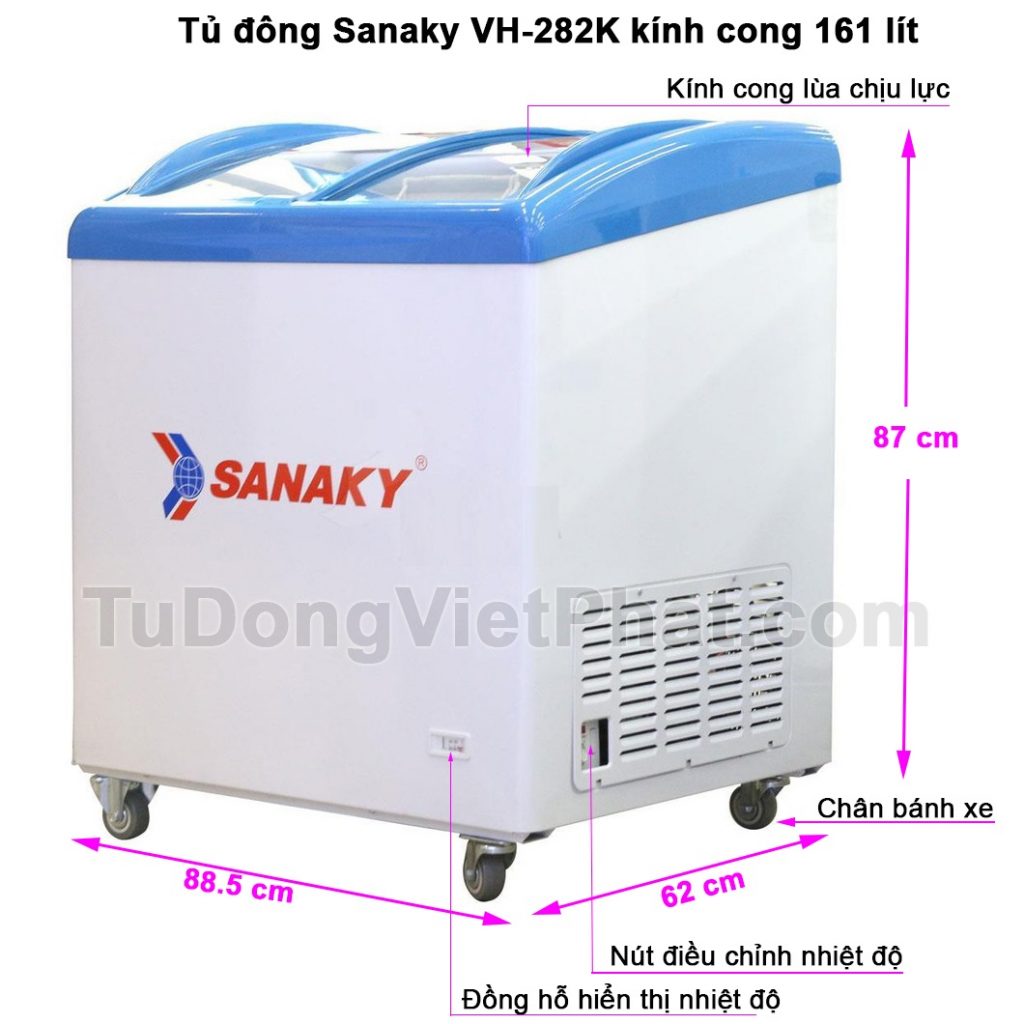 Kích thước tủ đông Sanaky VH-282K