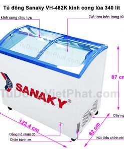 Kích thước tủ đông Sanaky VH-482K