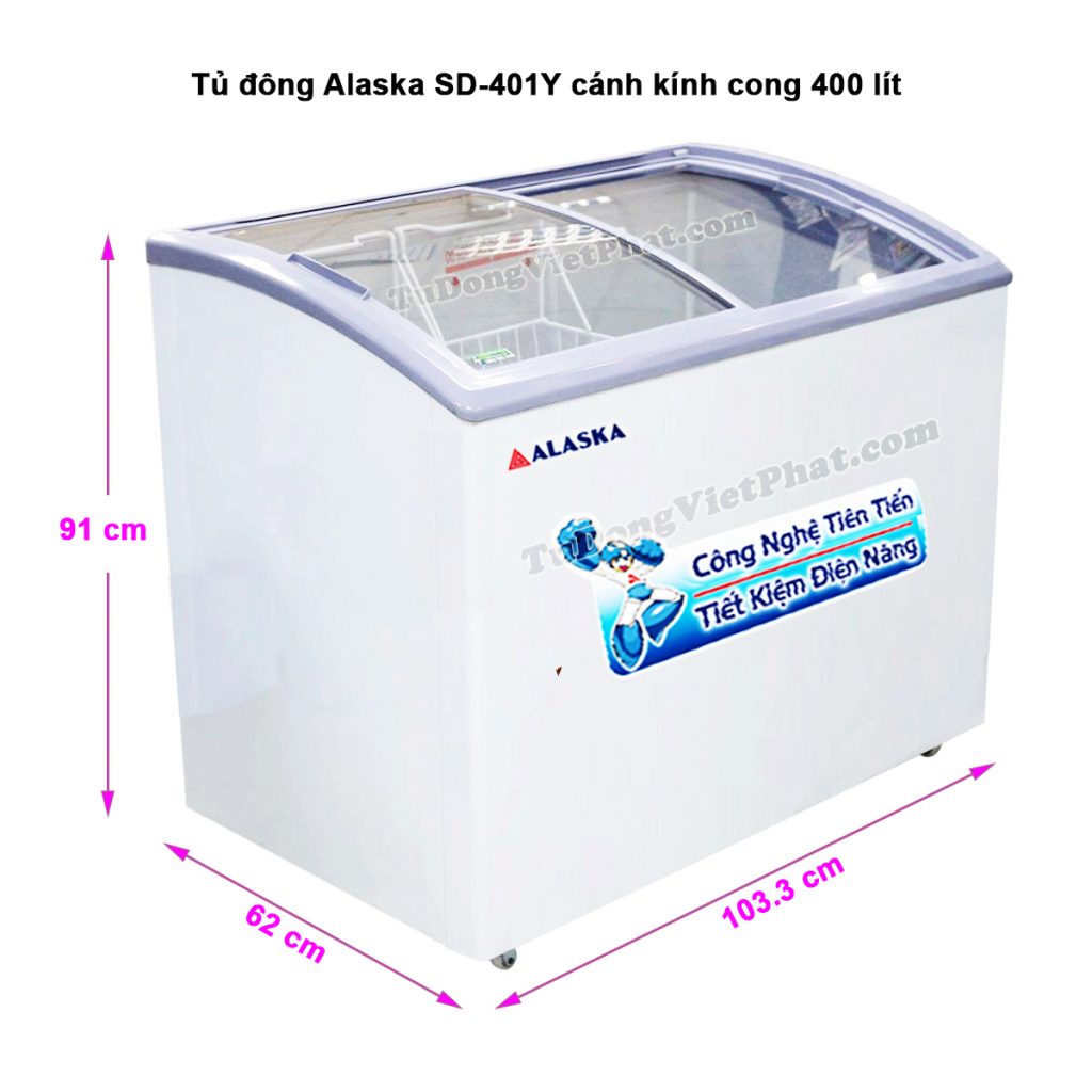 Kích thước tủ đông Alaska SD-401Y