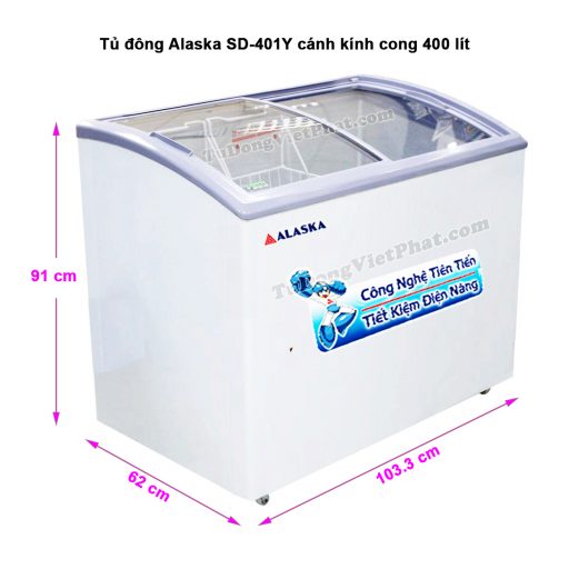 Kích thước tủ đông Alaska SD-401Y
