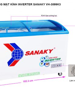 Kích thước tủ đông mặt kính Sanaky VH-3899K