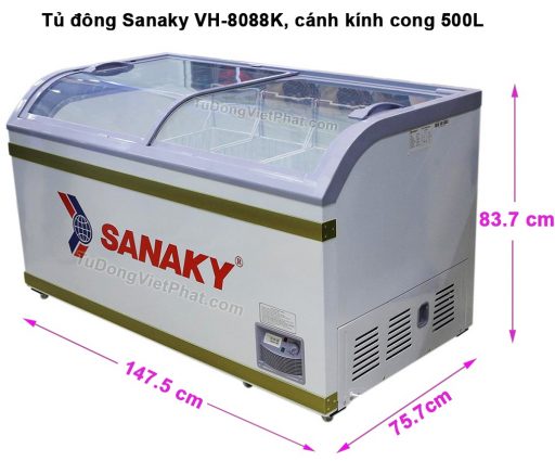 Kích thước tủ đông Sanaky VH-8088K