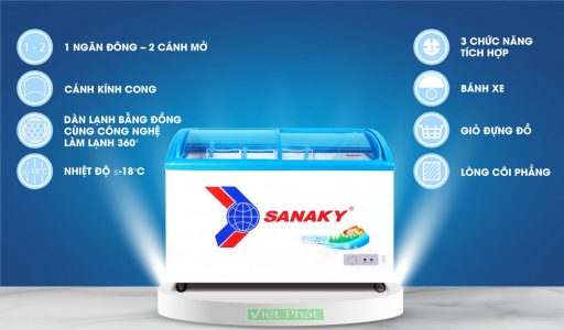 Tính năng của tủ đông Sanaky VH-4899K, mặt kính cong