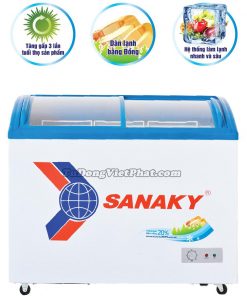 Tủ đông Sanaky VH-4899K, mặt kính cong 340 lít dàn đồng