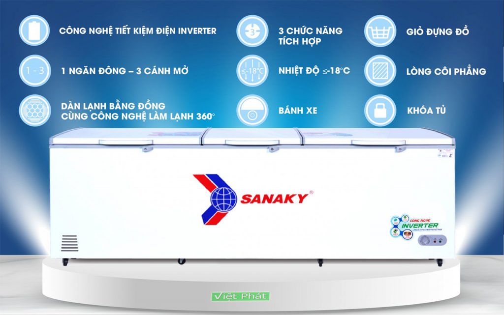 Tính năng của tủ đông Sanaky Inverter 900 lít VH-1199HY3
