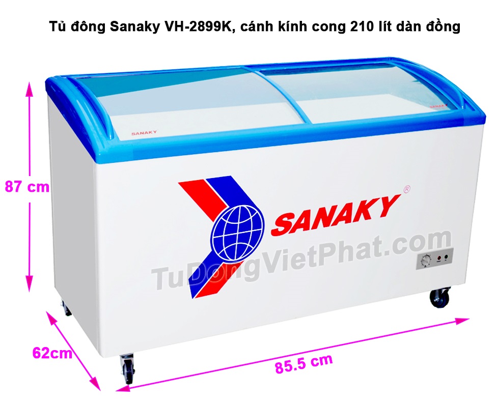 Kích thước tủ đông Sanaky VH-2899K