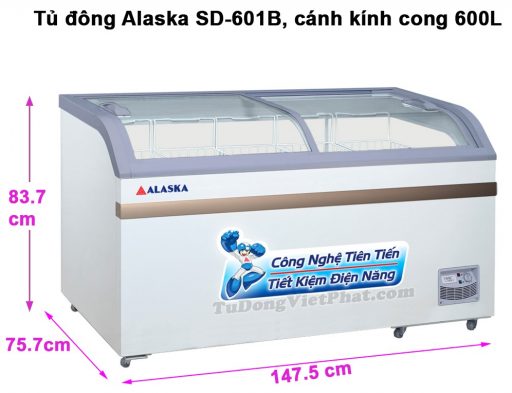 Kích thước tủ đông Alaska SC-601B