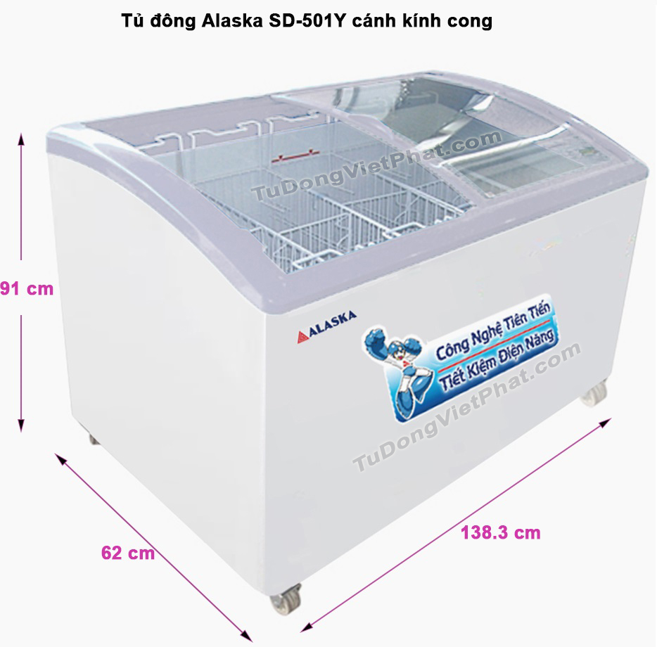 Kích thước tủ đông Alaska SD-501Y