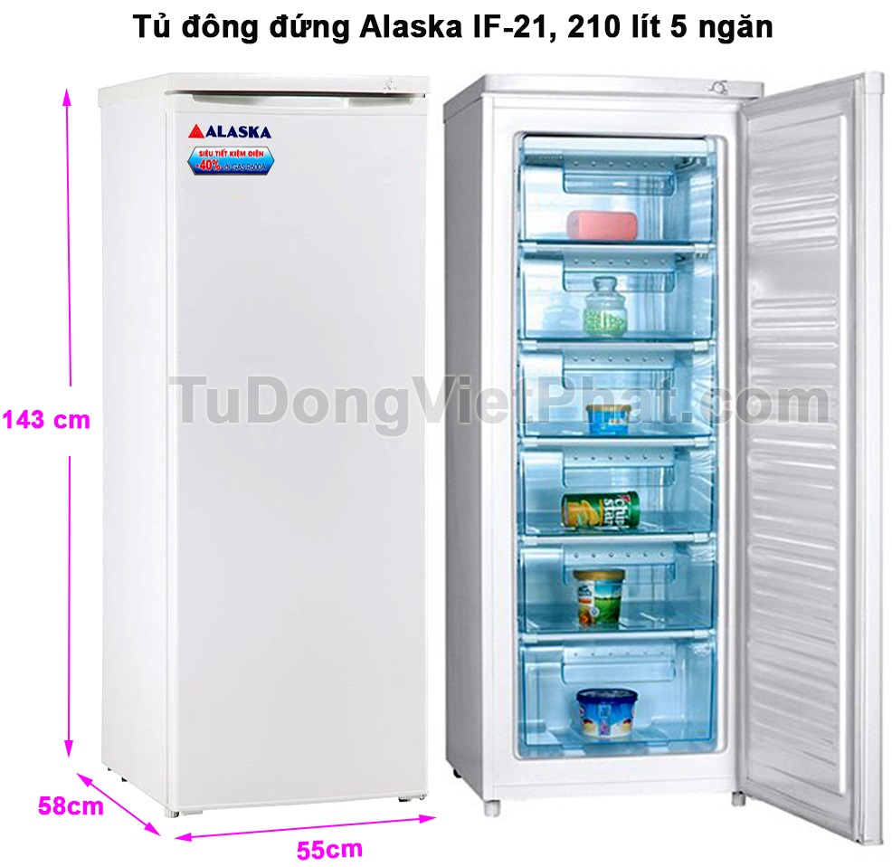 Kích thước tủ đông đứng Alaska IF-21 Kích thước tủ đông đứng Alaska IF-21