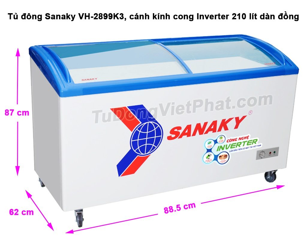 Kích thước tủ đông Sanaky VH-2899K3