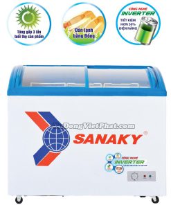 Tủ đông Sanaky VH-2899K3, mặt kính cong 210 lít Inverter