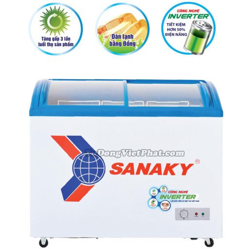 Tủ đông Sanaky VH-6899K3, mặt kính cong 450 lít Inverter