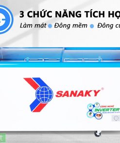 Tủ đông Sanaky VH-6899K3, mặt kính cong 450 lít Inverter