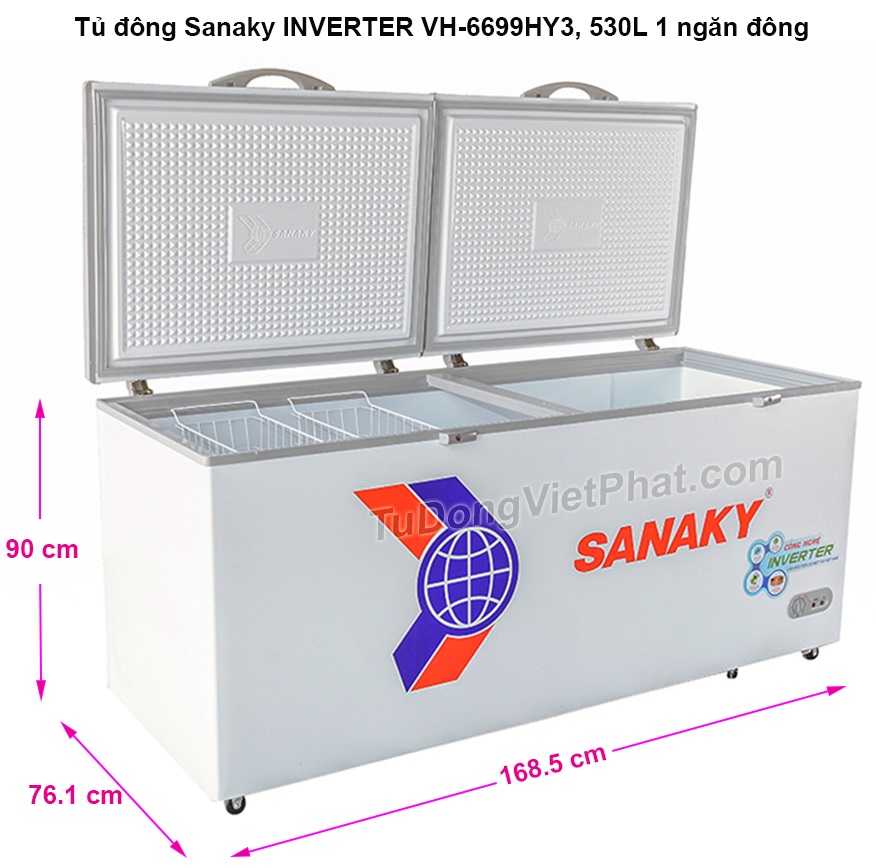 Kích thước tủ đông Sanaky VH-6699HY3