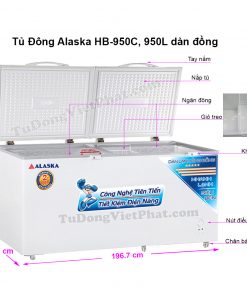 Kích thước tủ đông Alaska HB-950C