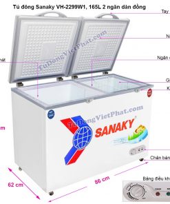 Kích thước tủ đông mini Sanaky VH-2299W1