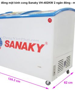 Kích thước tủ đông mặt kính Sanaky VH-402KW