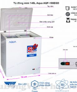 Kích thước tủ đông mini Aqua AQF-155EGD 145 lít