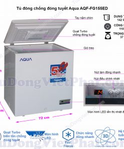 Kích thước tủ đông mini không đóng tuyết Aqua AQF-FG155ED