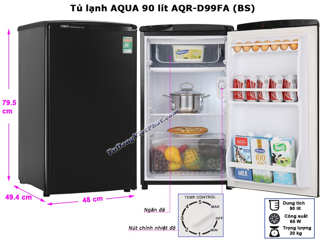 Tủ Lạnh Aqua 90 Lít AQR-D99FA (BS) giá rẻ, giao ngay
