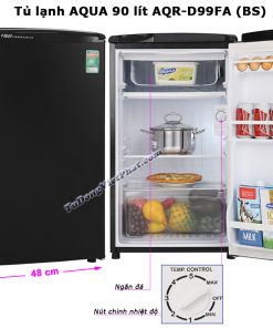 Kích thước tủ lạnh AQUA 90 Lít AQR-D99FA (BS)