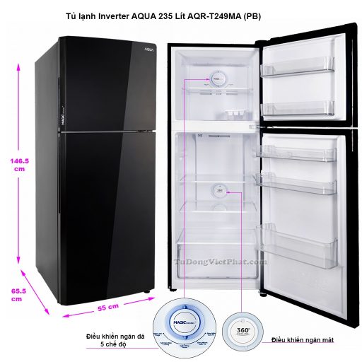 Điều khiển ngăn đá 5 chức năng của tủ lạnh AQUA AQR-T249MA