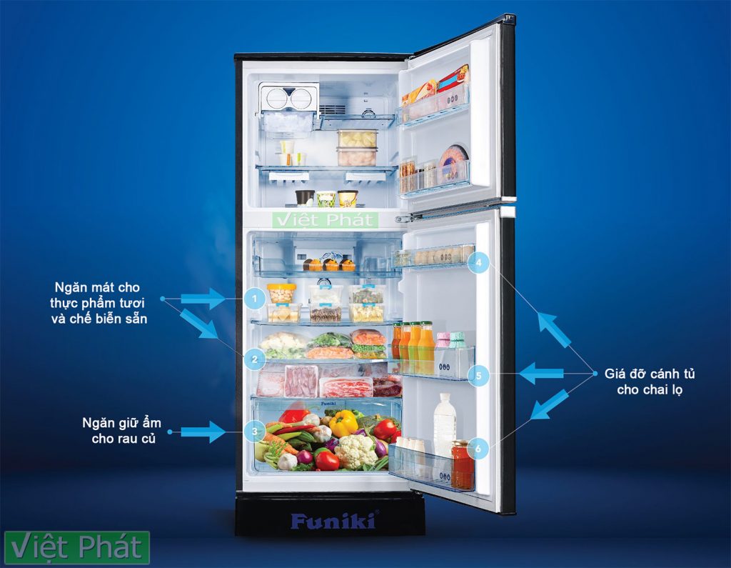 Bên trong tủ lạnh Funiki INVERTER FRI-166ISU 160 lít