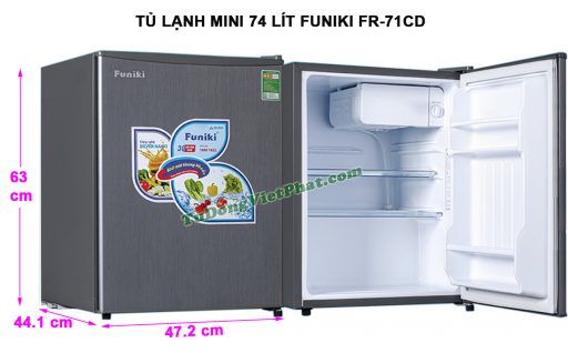 Kích thước tủ lạnh Funiki FR-71CD tủ mini 74 lít