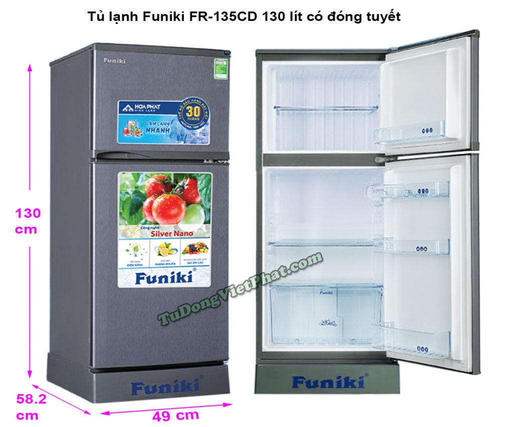 Kích thước tủ lạnh Funiki FR-135CD tủ mini 130 lít