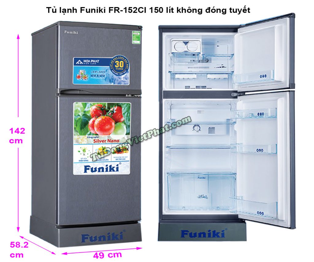 Kích thước tủ lạnh Funiki FR-152CI 150 lít không đóng tuyết