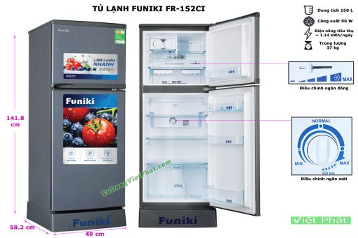 Kích thước tủ lạnh Funiki FR-152CI 150L
