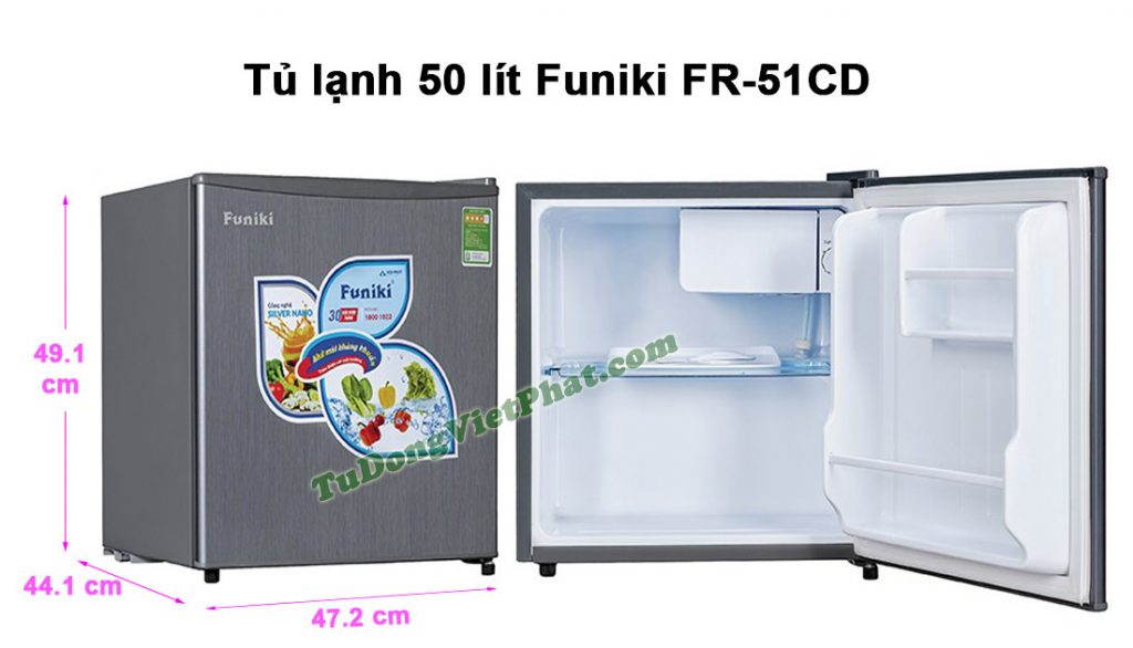 Kích thước tủ lạnh Funiki FR-51CD tủ mini 50 lít