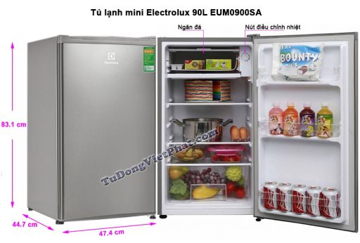 Kích thước tủ lạnh mini Electrolux 90L EUM0900SA
